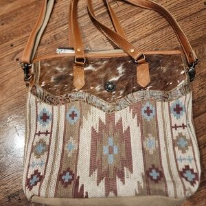 Brown and Tan Patterned Women's Bag